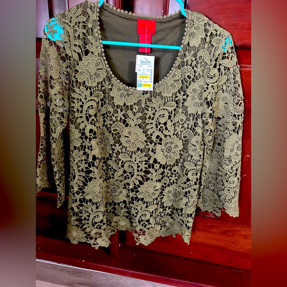 Embroidered women’s olive green shirt